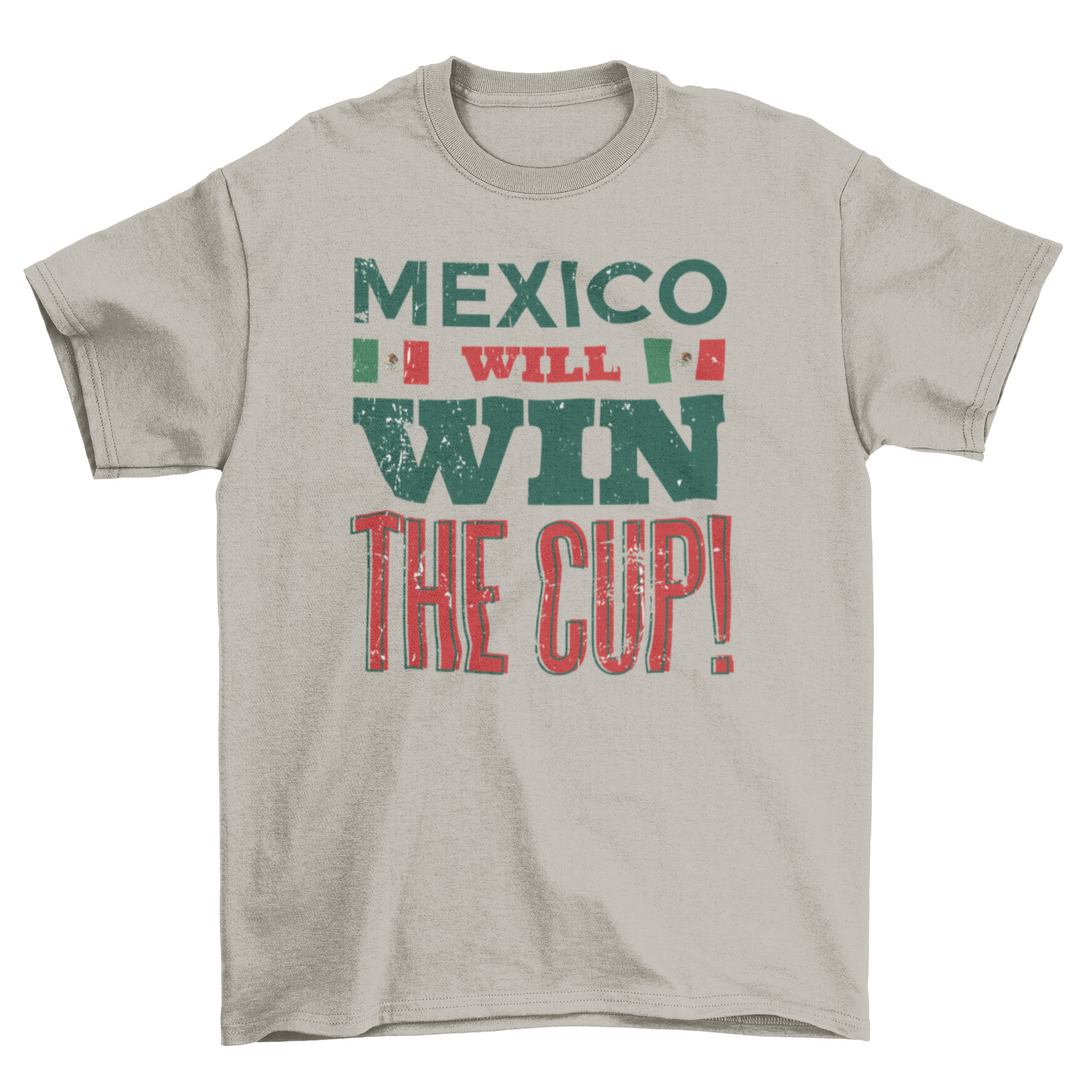 2018 Soccer Championship t-shirt with 'Mexico will win' quote, perfect for fans.